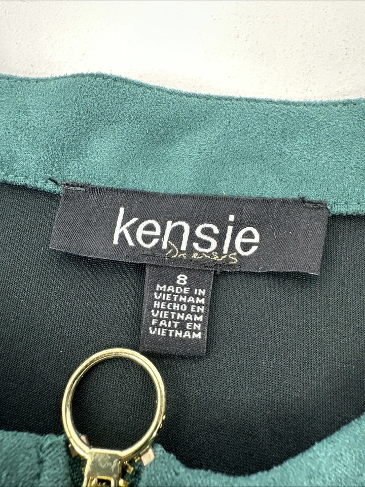 Vestido recto Kensie imitación gamuza para mujer talla 8 verde pino manga corta NUEVO Foto 4 de 4