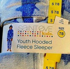 Boys Pajama Fleece Sleeper Hooded Small 7/8 Costco - Saint Eve New w/ Tags