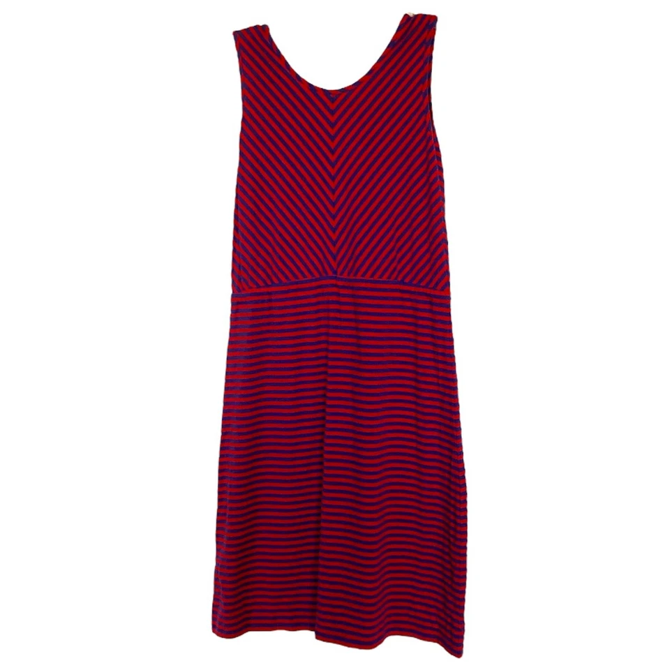 Vestido para mujer Hanna Andersson XS rojo azul Chevron a rayas cintura ceñida sin mangas Foto 2 de 4