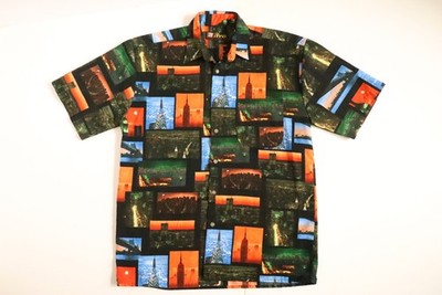 Vintage Mens 212NYC New York Skyline Photos Empire World Trade Shirt MEDIUM Y2K