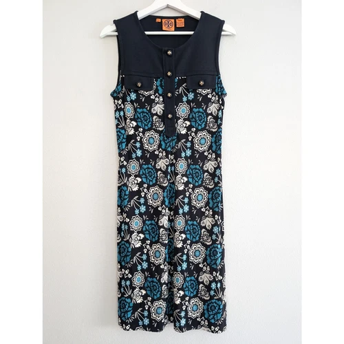 Abito donna Tory Burch seta senza maniche blu floreale taglia media 22072404
