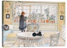 Leinwandbild Blumen auf der Fensterbank - Carl Larsson
