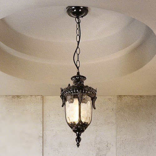Outdoor Pendant Lights Black Yard Chandeliers Glass Ceiling Lights Garden Lamp - Picture 12 of 12
