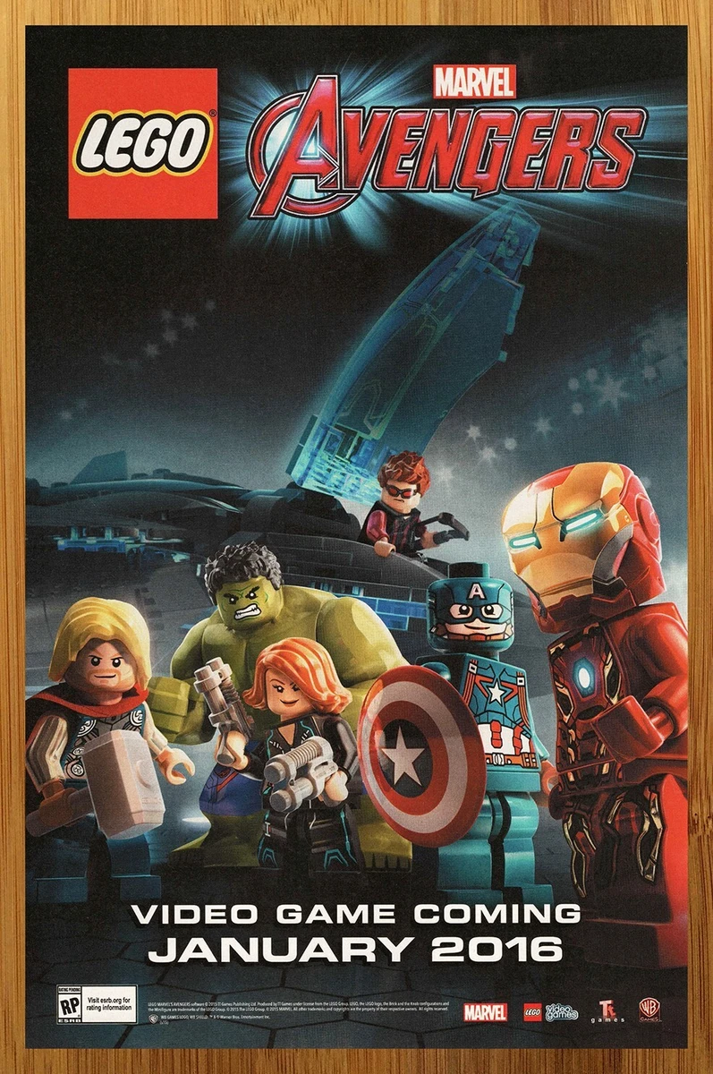 2015 LEGO Marvel Avengers Print Ad Poster MCU Hulk Thor Iron Man