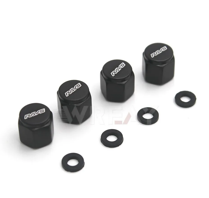 Car Tire Valve Caps Stem Caps Air Valve Dust Covers Rays Black For