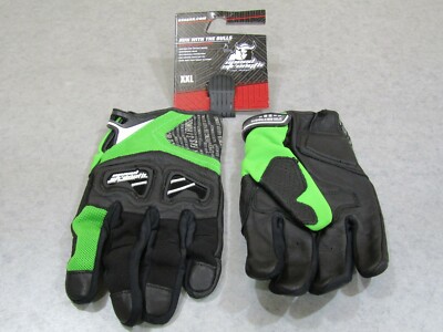 SPEED AND STRENGTH RUN WITH THE BULLS LEATHER AND TEXTILE GLOVE GREEN/WHITE 2 XL