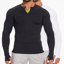 Mens Compression T-Shirt Long-Sleeve Workout Base layer Athletic Cool Dry Tops