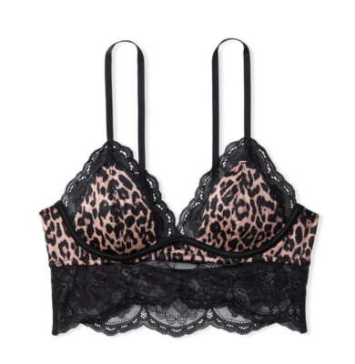 Victoria s Secret Very Sexy Unlined Lace Bra Top M/DD Cup Animal Print / Black