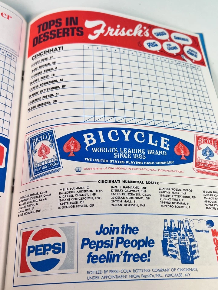 1974 Cincinnati Reds Baseball Program vs Pirates Unscored HIGH GRADE!🔥 - Image 3 of 3