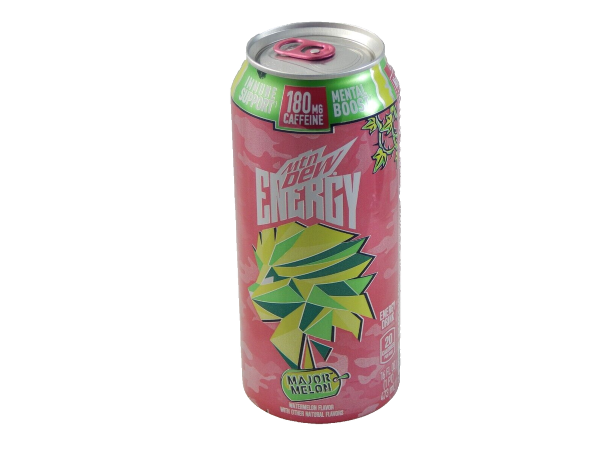 Mountain Dew Energy Major Melon 16oz Can 180 MG Caffeine Brand New