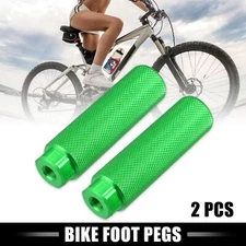 Pair Aluminum Alloy Rear Foot Pegs Green for MTB Bicycle Fit 3/8 inch Axles