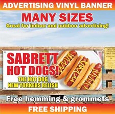 SABRETT HOT DOGS HOT DOG Advertising Banner Vinyl Mesh Sign NEW YORKERS RELISH