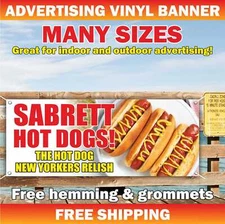 SABRETT HOT DOGS HOT DOG Advertising Banner Vinyl Mesh Sign NEW YORKERS RELISH