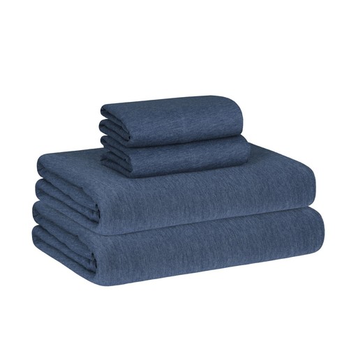 Cotton Jersey Knit Fabric 4 Piece Stretchy Bed Sheet Set Twin XL/Queen/King Size - Picture 13 of 114