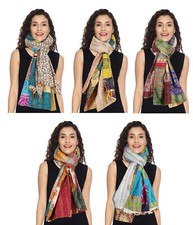 Cotton 10 PC Boho Scarf Bohemian Ladies Multi Coloured Kantha Pattern Fashion