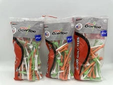 3 Bags: Pride Golf Tee 3-1/4" Green Orange White Wood Tees USA Made, 270 Tees!