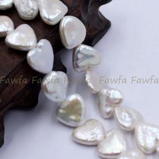 Natural White 12mm Heart Shape Freshwater Pearl Loose Beads Jewelry Making 15''