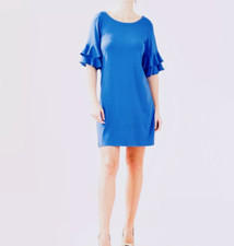 Lilly Pulitzer Womens Shift Dress Size MediumBlue Ruffle Sleeve Lula Coastal
