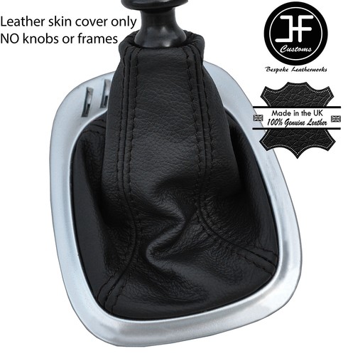 Protège Levier De Vitesse En Cuir Véritable Grain Supérieur, Couture Noire - Pour Ford Fiesta MK7 (2008-2013)