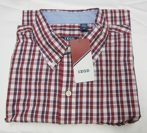 IZOD Men's Casual Short Sleeve Shirt size S Red Scotland Plaid New W/Tag$50.00
