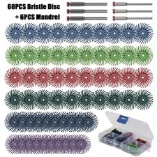 66pcs 1" Radial bristle Disc with Mandrel 80- 2500 Disc Brushes for Rotary Tool