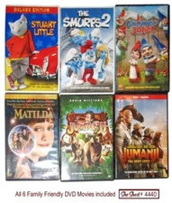 DVD Lot of 6: Smurfs, Suart Little, Jumanji, Matilda, Gnome & Juliet - pre-owned