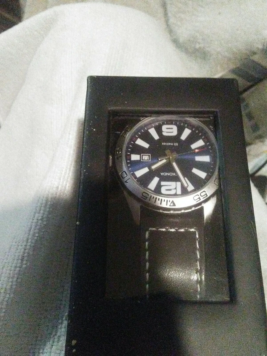 Sekonda New Mens Big Face Dark Blue Dial Leather Watch titanium case new bat