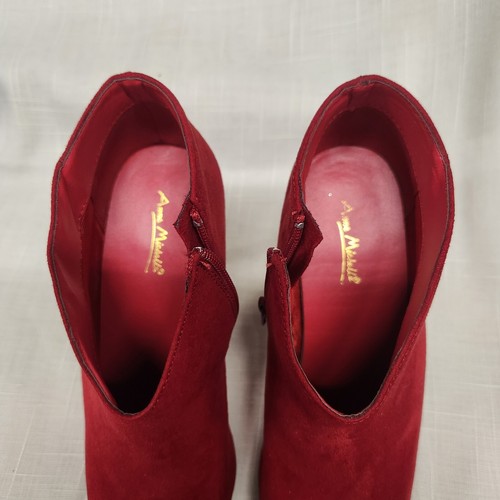 Anne Michelle Red Ankle Boots 4" Heels - Picture 4 of 9