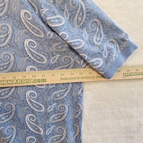 Izod Men's Polo Shirt Size XL Blue & White Paisley Golf 100% Cotton Summer - Picture 4 of 11