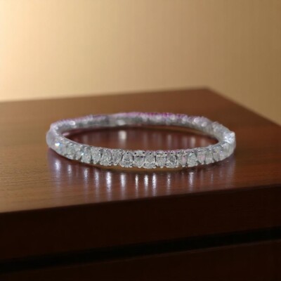 Solid 950 Platinum 7 Carat Certified Lab Grown Pear Cut Diamond Women Bracelet