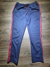 Fred Perry Logo Track Pants Blue Red Stripe Polyester Cotton Blend Large Excelle