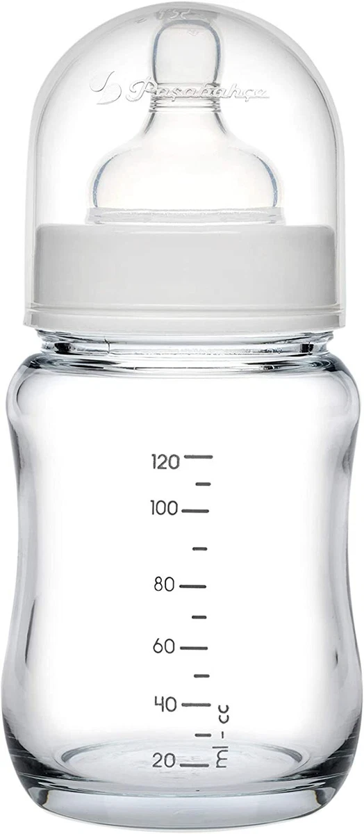 Glass Baby Bottle. Medium Flow with Anti Colic Valve.6 Months