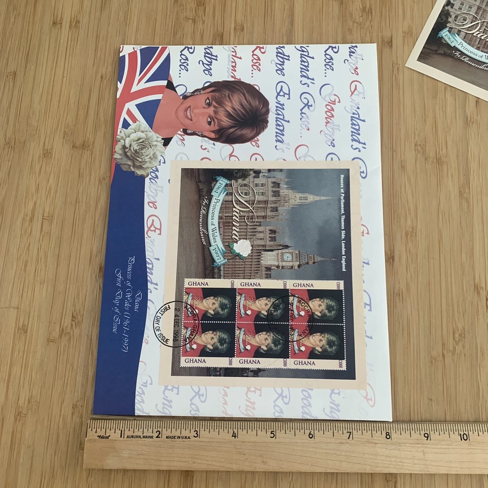 Princess Diana Memorial Stamp Set from Ghana First Day of Issue 24 Dec 1998 - Image 4 of 4