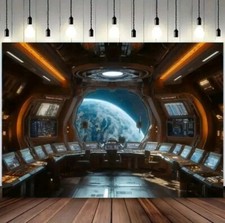 Spaceship Print Lightweight Backdrop Wall Hanging 200cm x 150cm + FREE GIFT