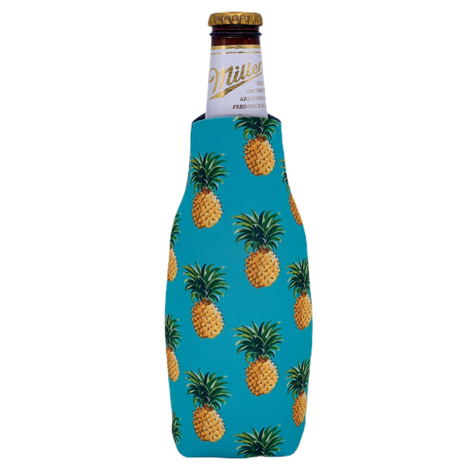 Pineapple Pattern Zipper Beer Bottle Coolie; Tropical, Shirt