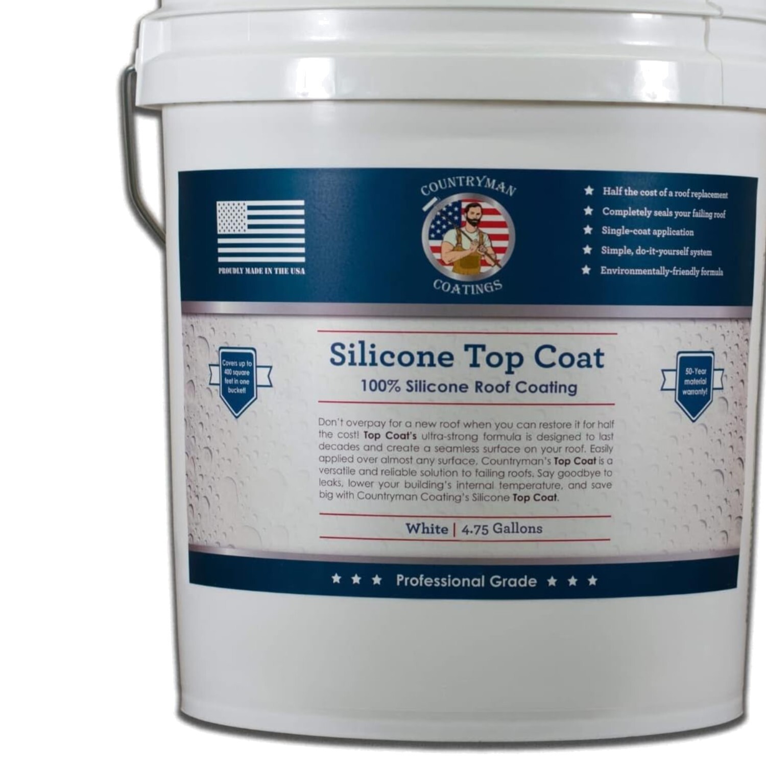 100% Silicone Roof Coating – 4.75 Gallon Gloss White for Seamless Protection