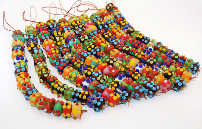 10 Strands Multi Color Fancy Beads, Lamp Work Glass Beads for jewelry & crafts