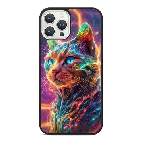 Rainbow Magical Fractal Cat For iPhone SE XS XR Max 5 6 7 8 Plus Protective Case - Picture 16 of 25