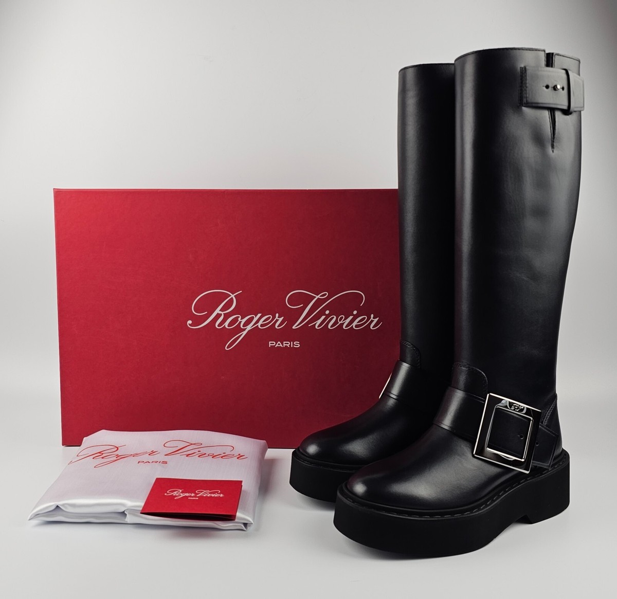 ブーツその他 ROGER VIVIER VIV RANGERS LEATHER BOOTS ROGER VIVIER Viv Rangers 60 buckled leather Chelsea boots