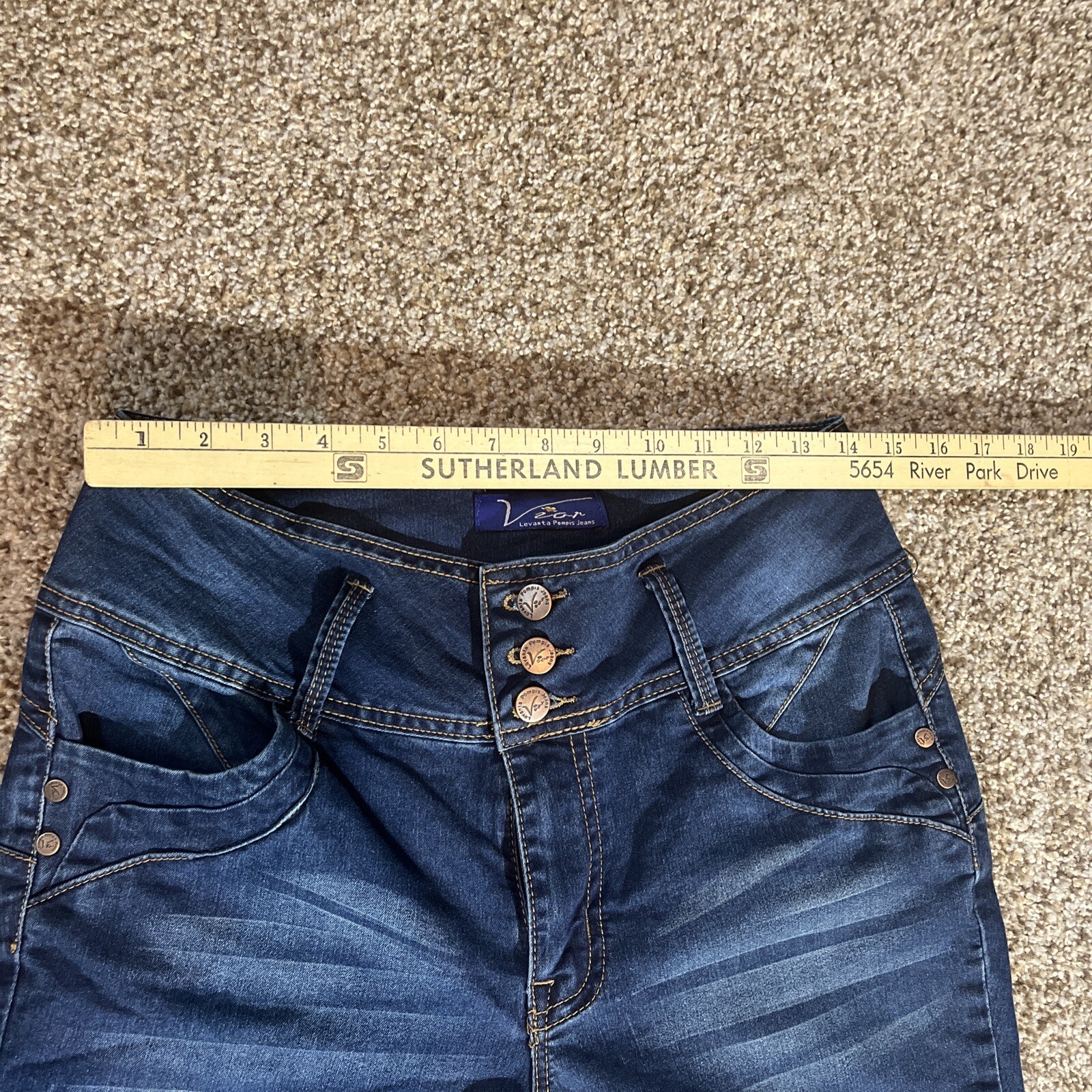 Vior Levanta Pompis Jeans Size 9 Dark Blue Hi-Rise Stretch Denim Jeans - View 4