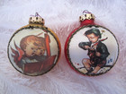 Lot of 2 Krebs Masters on SILK Children Vintage GLASS  Christmas Ornaments Decor — photo 2