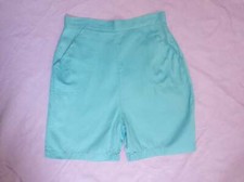50's 60's Teal Blue Short 25" High Waist Pin Up