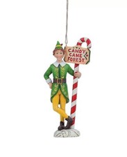 Jim Shore Elf Ornament Buddy The Elf by Candy Cane Forest Signpost