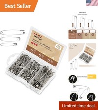 Safety Pins - 150 Pcs Assorted Sizes Silver Pins Bulk - Small Large Heavy D...