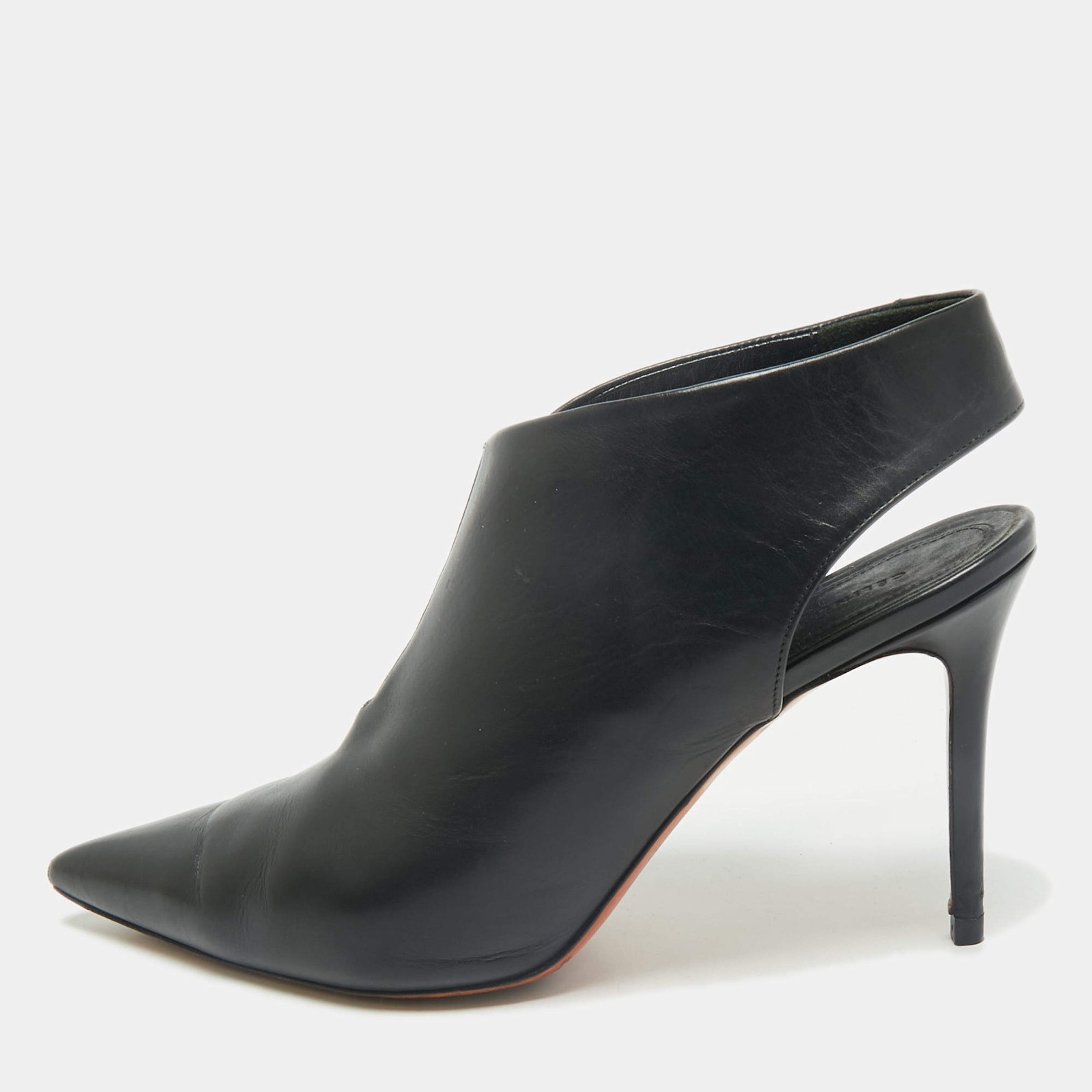 Celine Black Leather V Neck Slingback Pumps Size 37