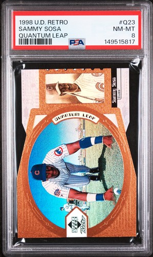 1998 UD RETRO QUANTUM LEAP QUANTUM LEAP #Q23 SAMMY SOSA 44/50 PSA 8