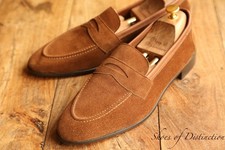 Joseph Cheaney Tan Brown Suede Penny Shoes Loafers Mens UK 11 F US 12 EU 45