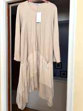 NWT Italian Designer Silk Cotton Lagenlook Layered Midi Tunic Dress MEDIUM