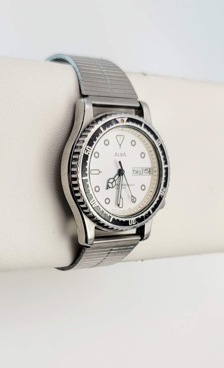 Vintage Seiko Alba V348-6070 JDM Diver Style Quartz Watch White
