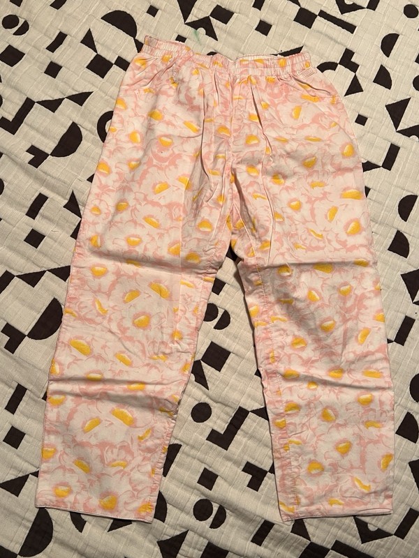Kenzo Kids Pink And White Printed Crepe Pants 4 Yrs